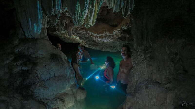 From Riviera Maya: 3 Cenotes Adventure Tour with Lunch - The private underground cenote: lamps, rock formations, and cave rules