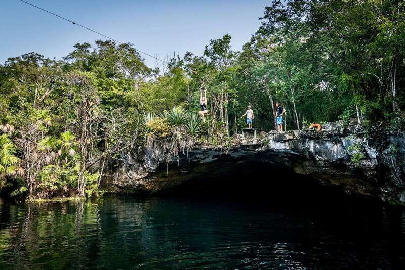 From Tulum: Four-Cenote Adventure - Naval Cenote: Jungle Entry, Zip Line Jump, Then Cool Off