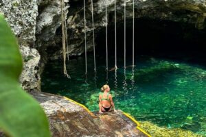 Full Day Tour to Tulum Cenote and Swim with Turtles in Akumal - Canamayte Cenote & Ecopark: crystal-clear water and built-in swim support