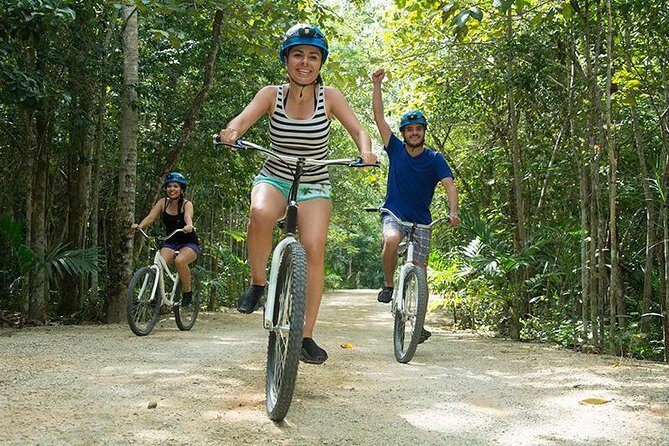 Rio Secreto Plus: Classic Tour, Bycicle, Rappel & Ziplines - Bike time through the jungle adds real variety