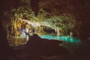Snorkeling with Caribbean fish and private cenote exploration - Mexico Kan Tours stop: regrouping before the next big moment