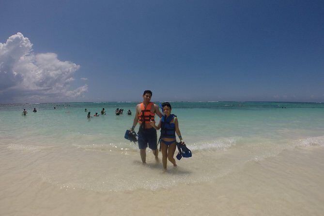 Swim with sea turtles - Stop 1: Akumal Beach—entering, gearing up, then getting in the water